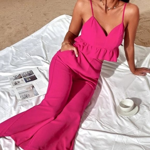 2 Piece Hot Pink Cami Top and Pant set - Picture 2 of 7